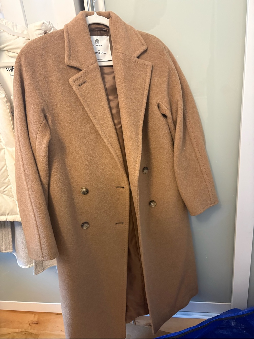 Aritzia Babaton Double-Breasted Camel Pea Coat